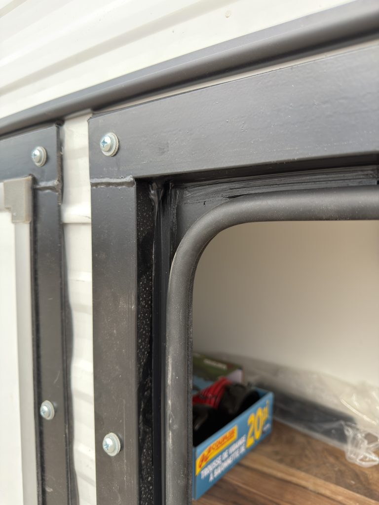 Schrauth Camp exterior storage door seal and latch