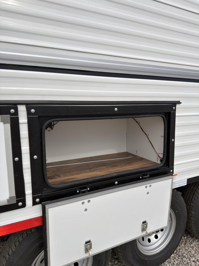 Open Schrauth Camp exterior storage compartment