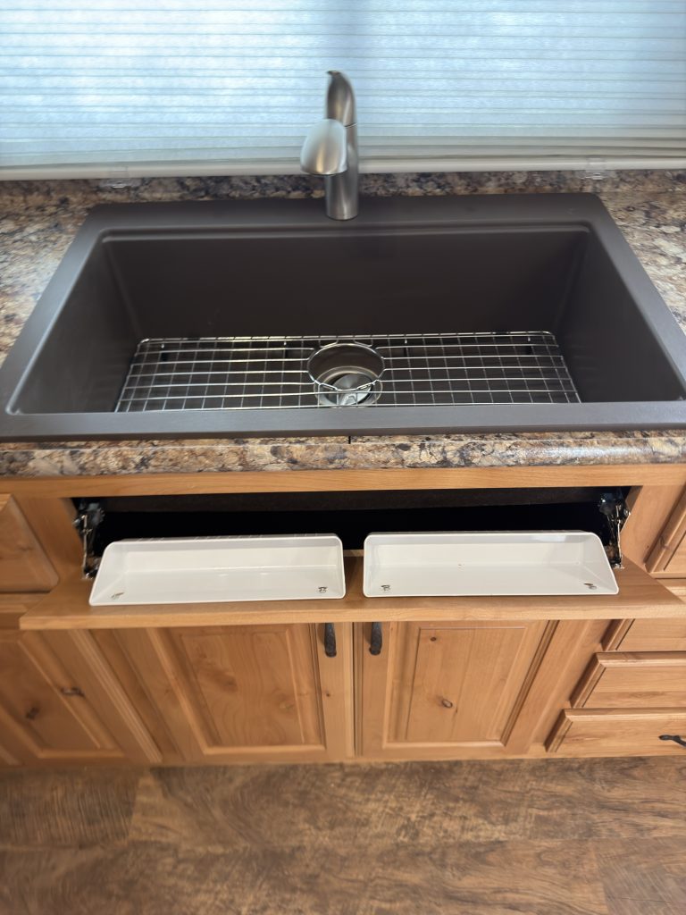 Detail view of Large Single-Basin Kitchen Sink in the Schrauth Camp.