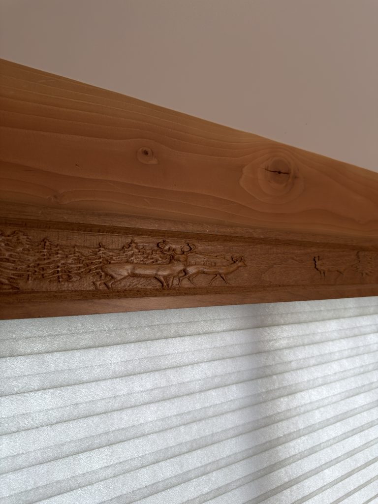 Detail view of Rosewood Ceiling Trim in the Schrauth Camp.