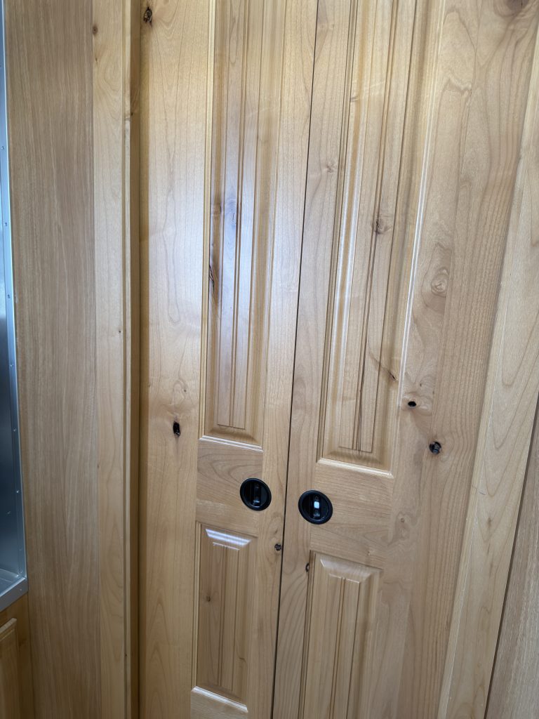 Detail view of Bedroom Pocket Doors in the Schrauth Camp.