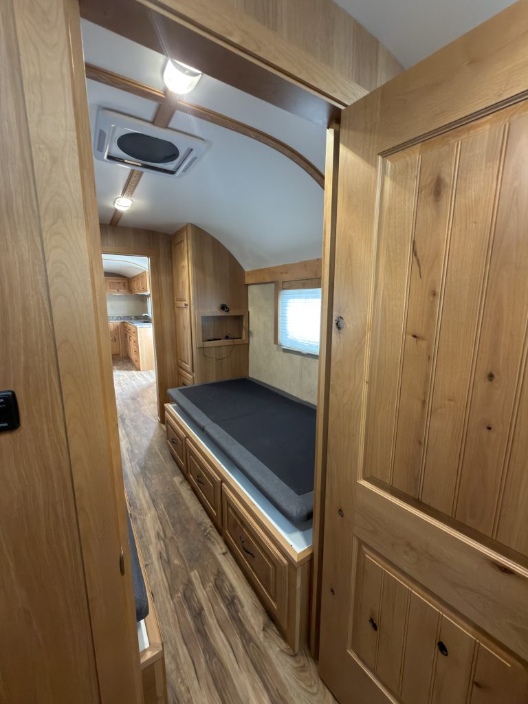 Detail view of Bedroom Wardrobe & Twin Bed in the Schrauth Camp.