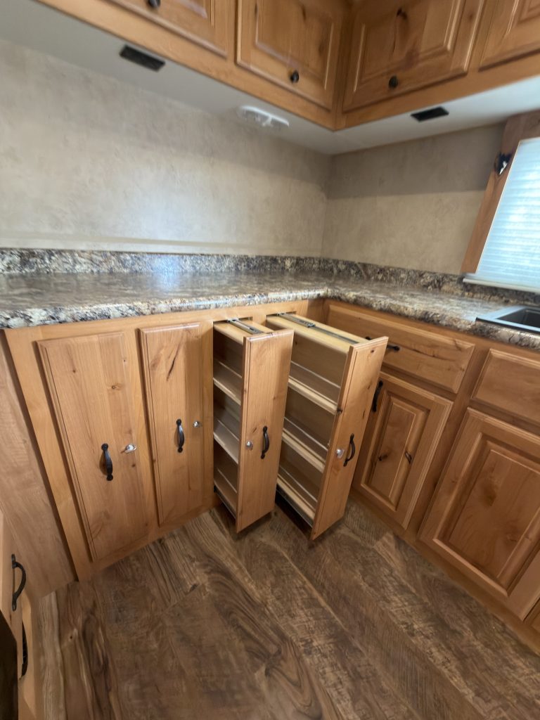 Four slide-out pantries in the Schrauth Camp kitchen