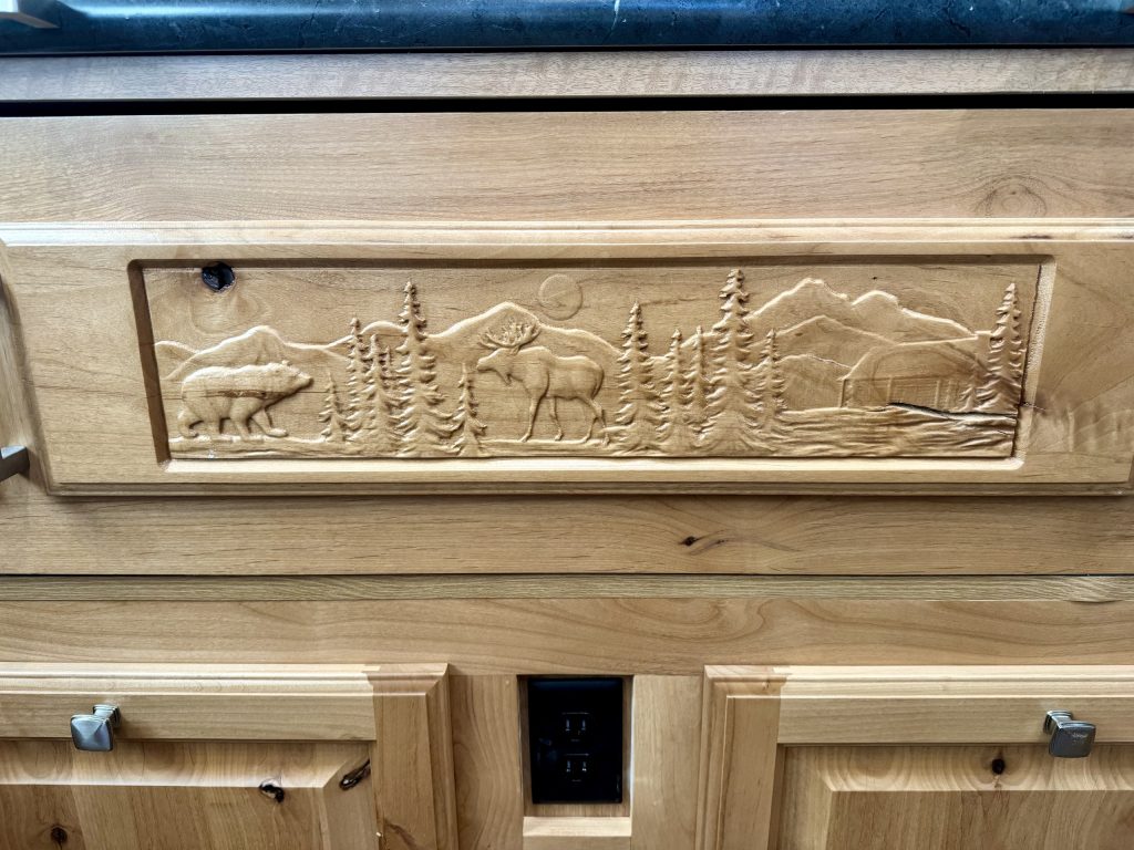 Carved Wildlife Cabinet Panel