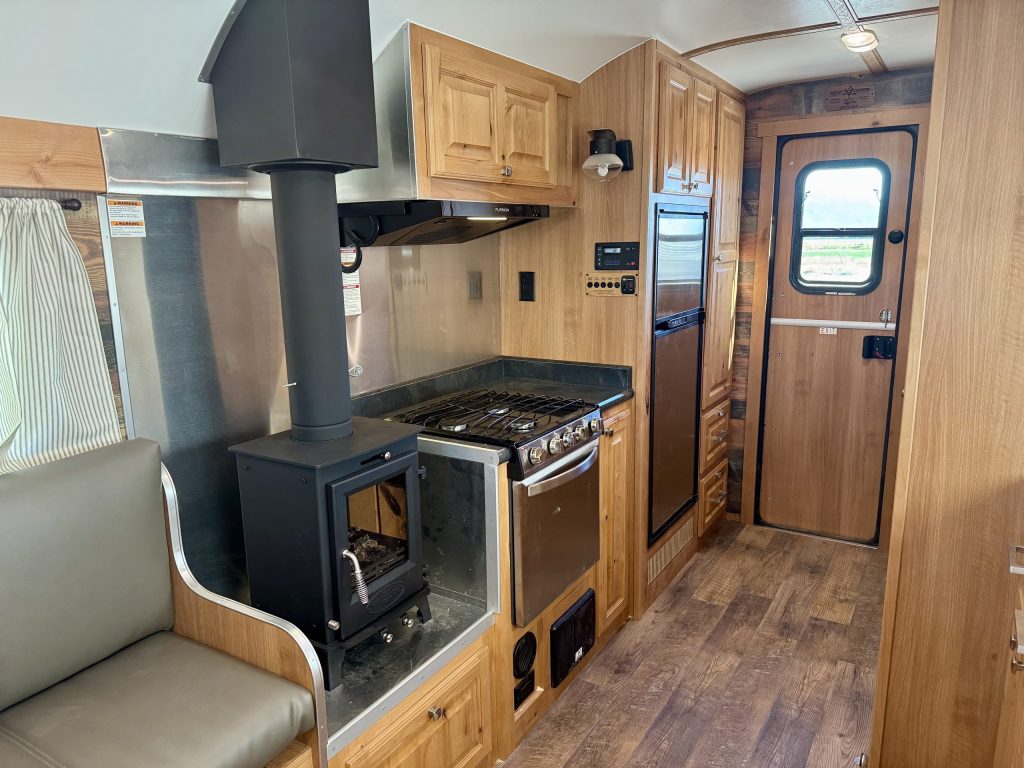 Peak Camp Kitchen, Wood Stove, and Entry