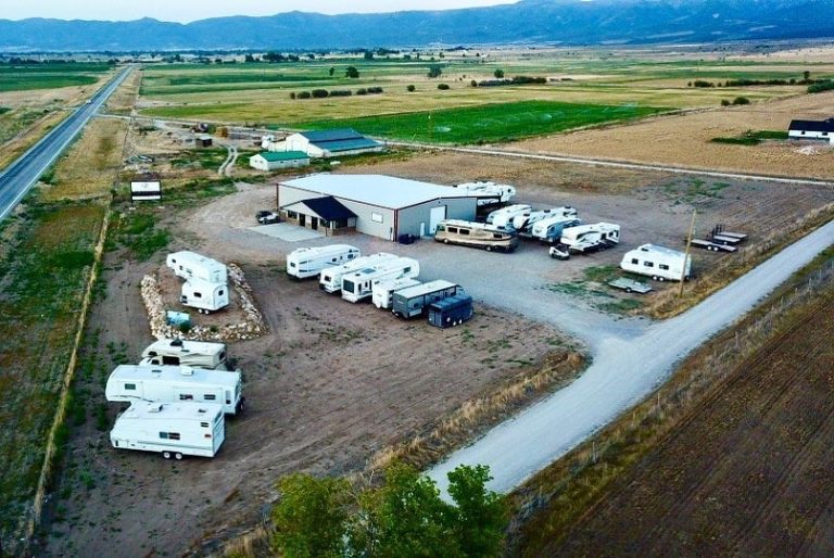 Peak Outdoors RV service facility and trailer lot in Spring City, Utah