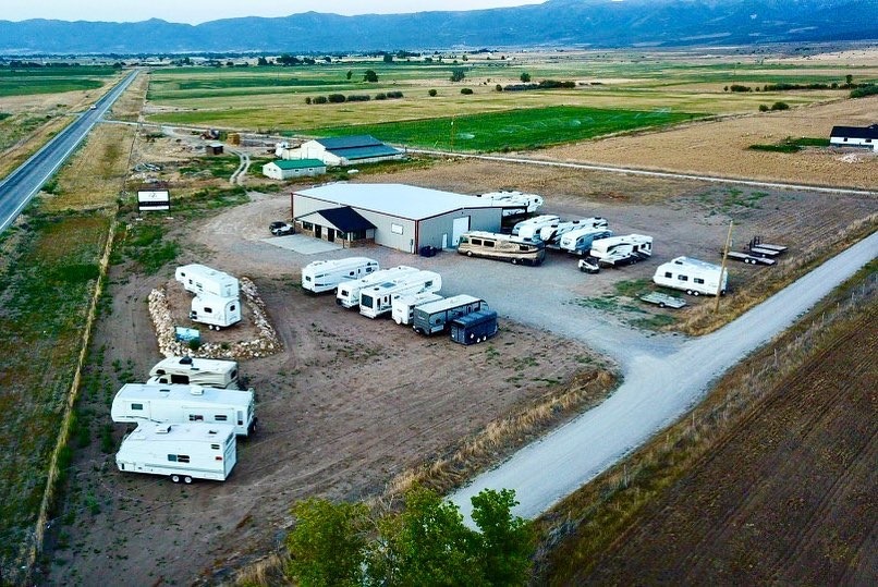 Peak Outdoors RV service shop and outdoor storage lot in Spring City, Utah
