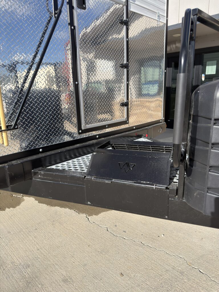 Image of the fold-up entry stairs of Gail Camp #131.