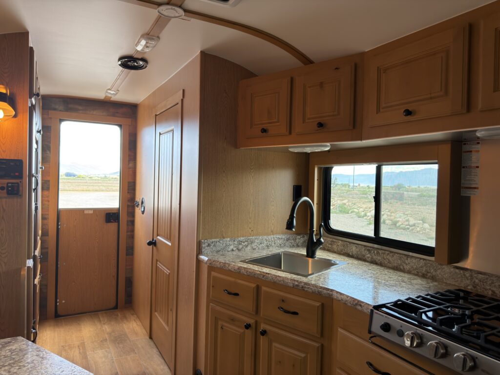 Image of the kitchen counter and sink of Gail Camp #131.
