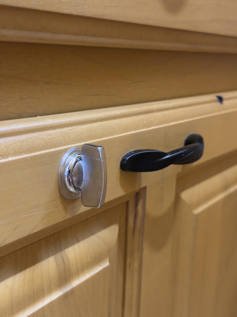 Image of the cabinet latch detail of Gail Camp #131.