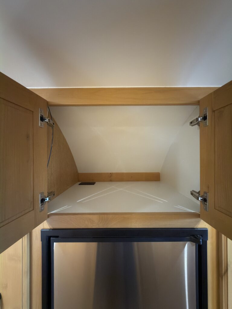 Image of the microwave cabinet of Gail Camp #131.