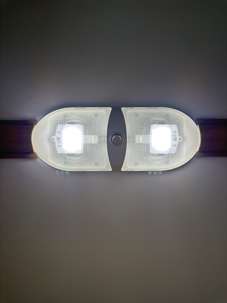Image of the ceiling LED light illuminated of Gail Camp #131.