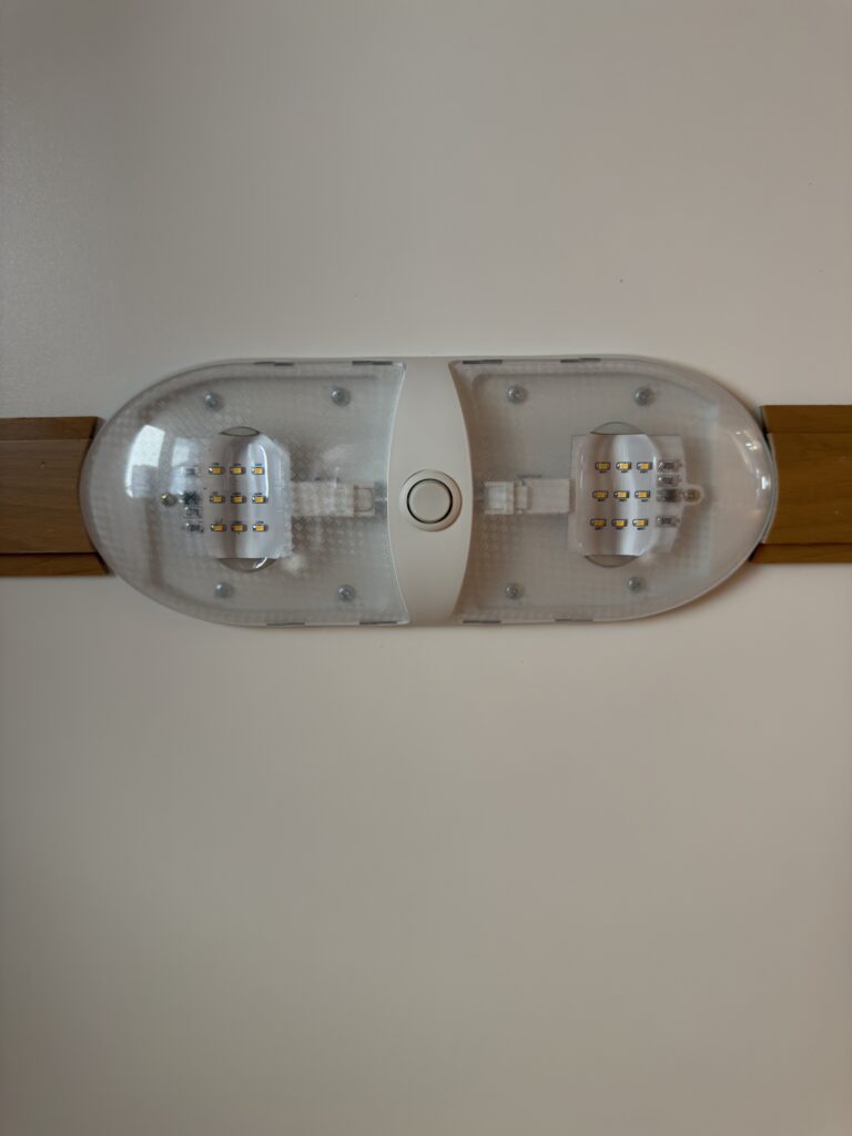 Image of the ceiling LED light fixture of Gail Camp #131.