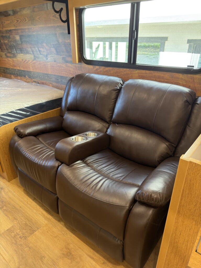 Image of the reclining sofa close-up of Gail Camp #131.