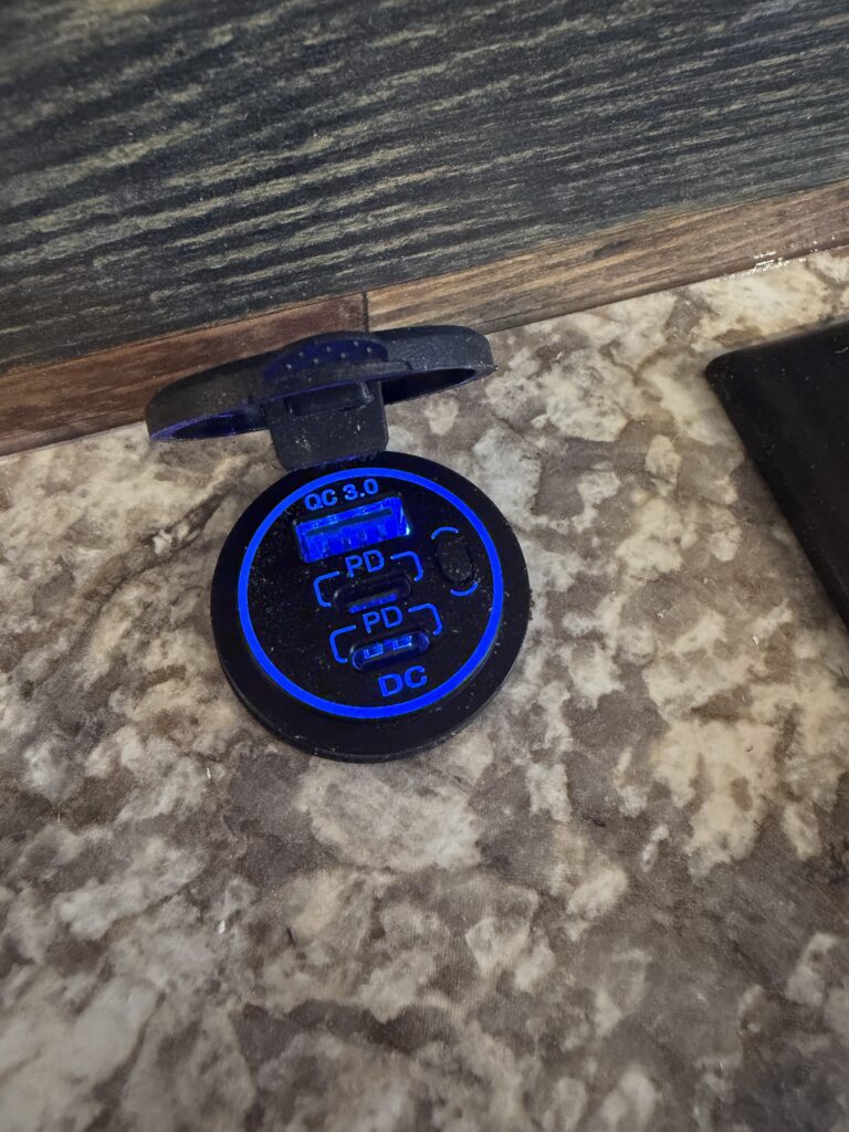 Image of the uSB charging port of Gail Camp #131.