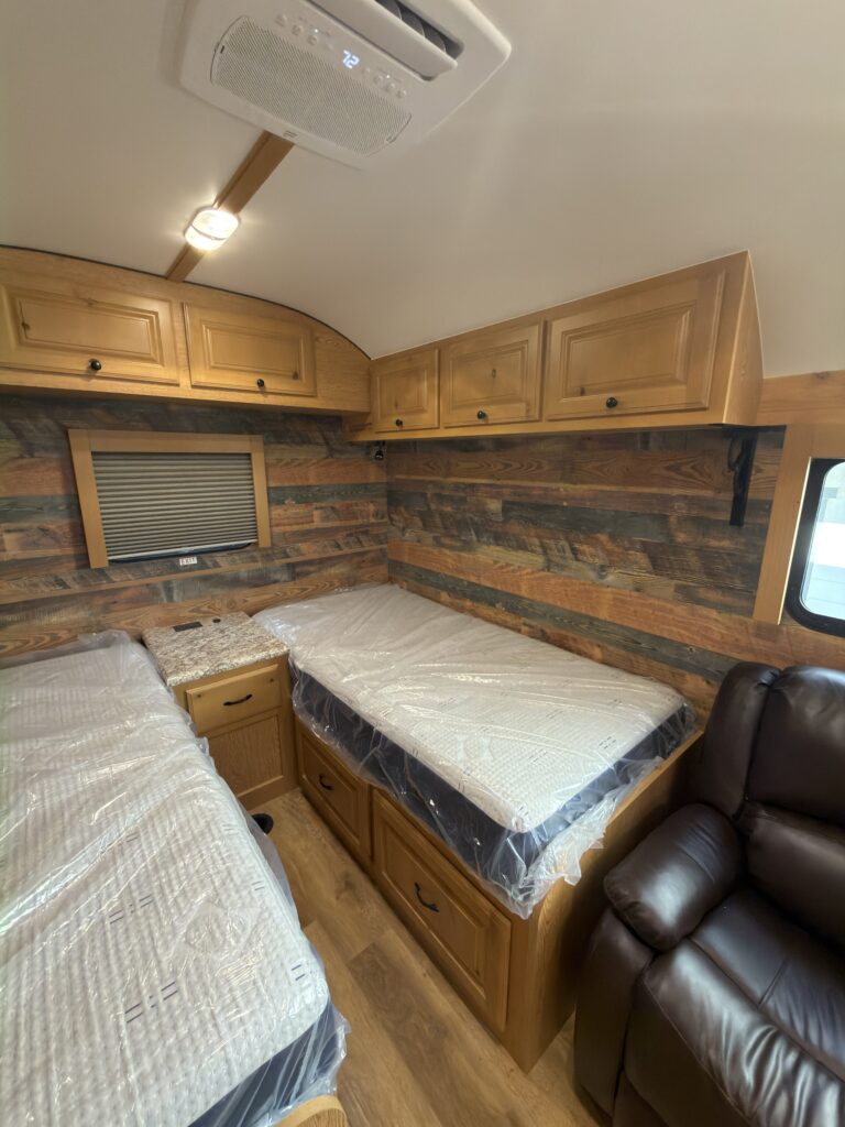 Image of the twin-bed sleeping area overview of Gail Camp #131.
