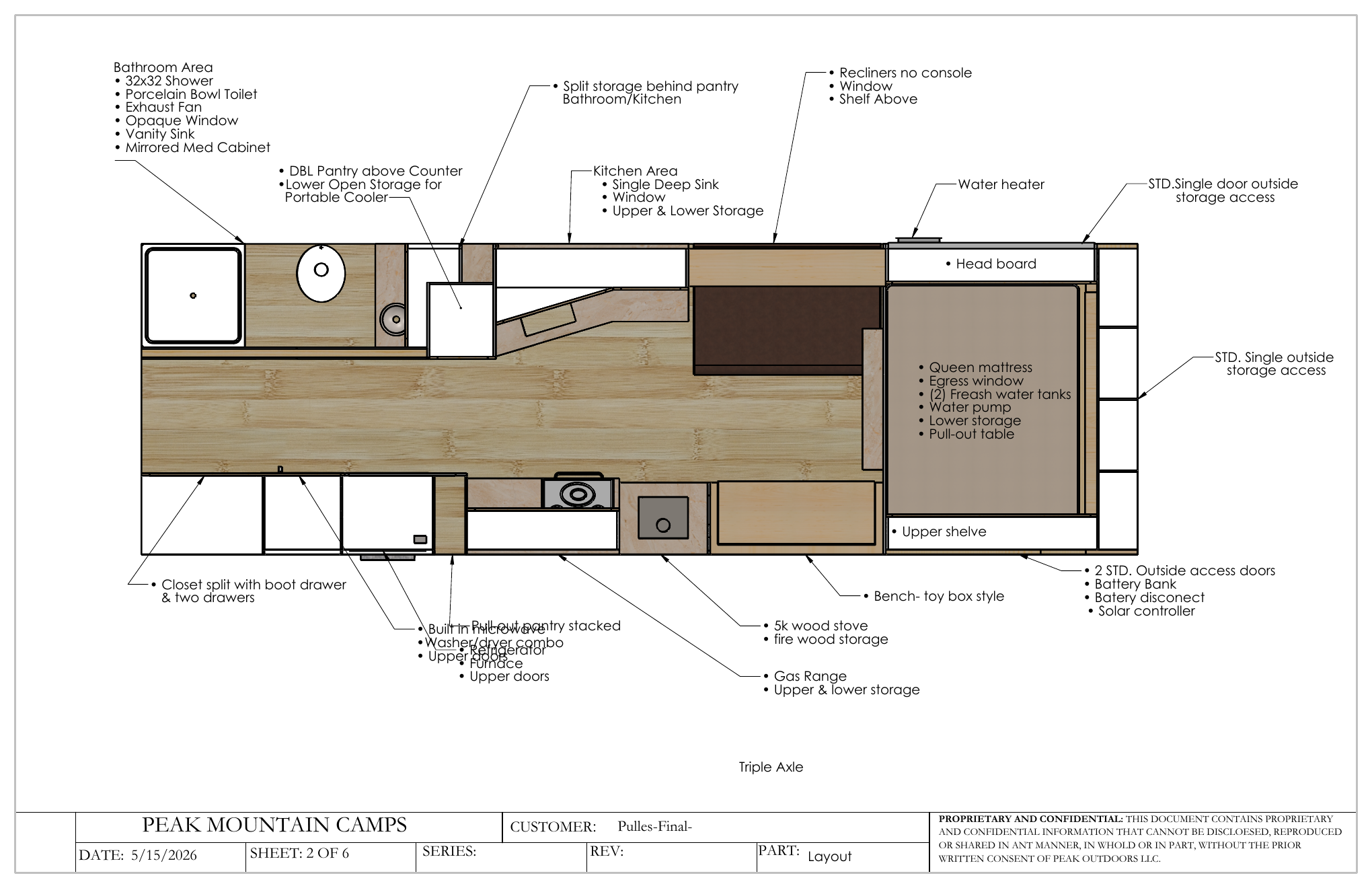 Pulles Camp labeled interior layout drawing