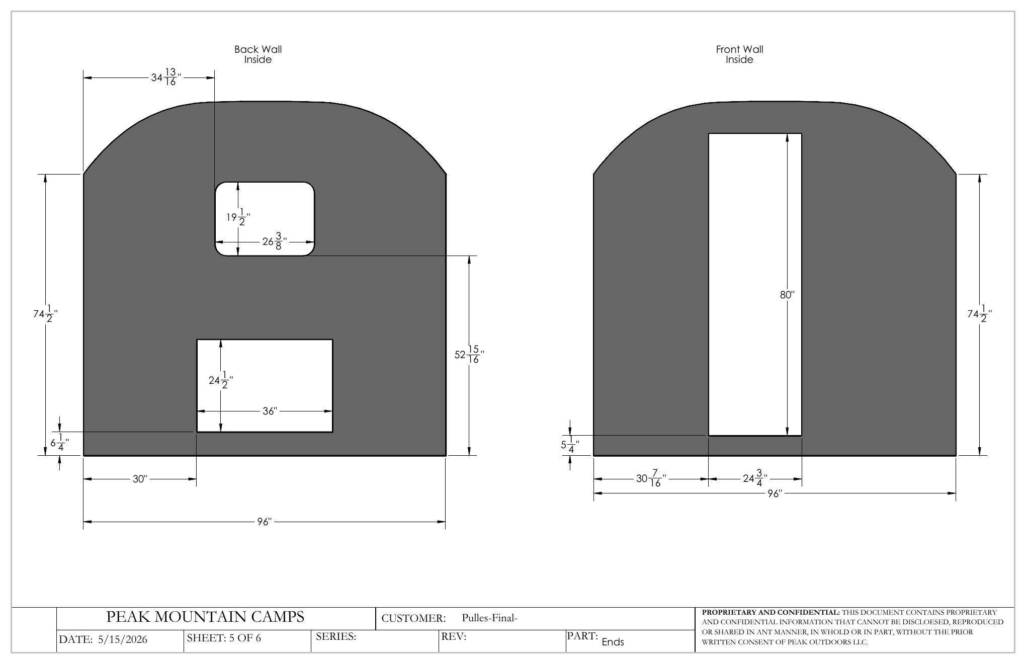 Pulles Camp front and rear interior end drawings