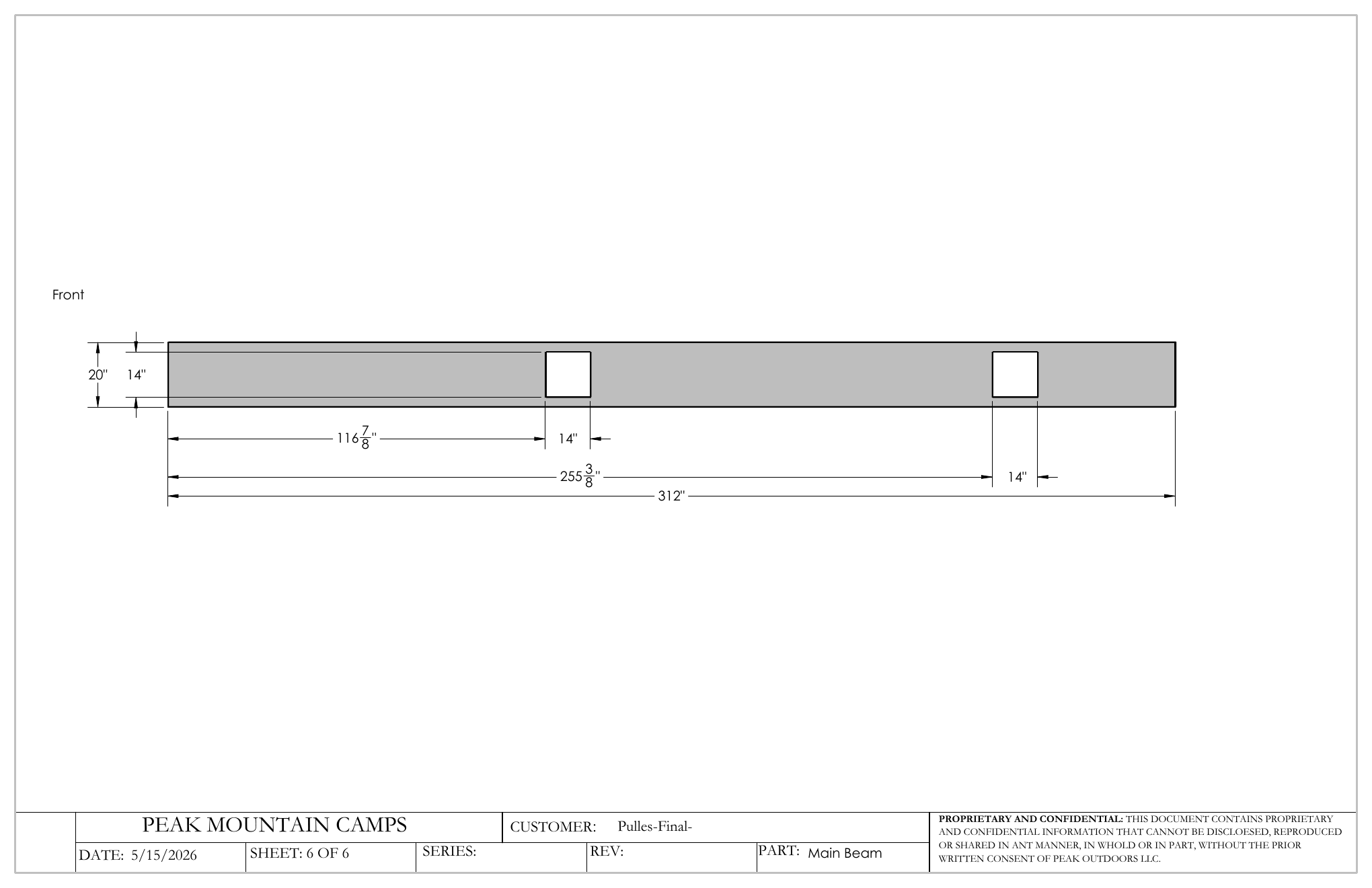 Pulles Camp main beam construction drawing