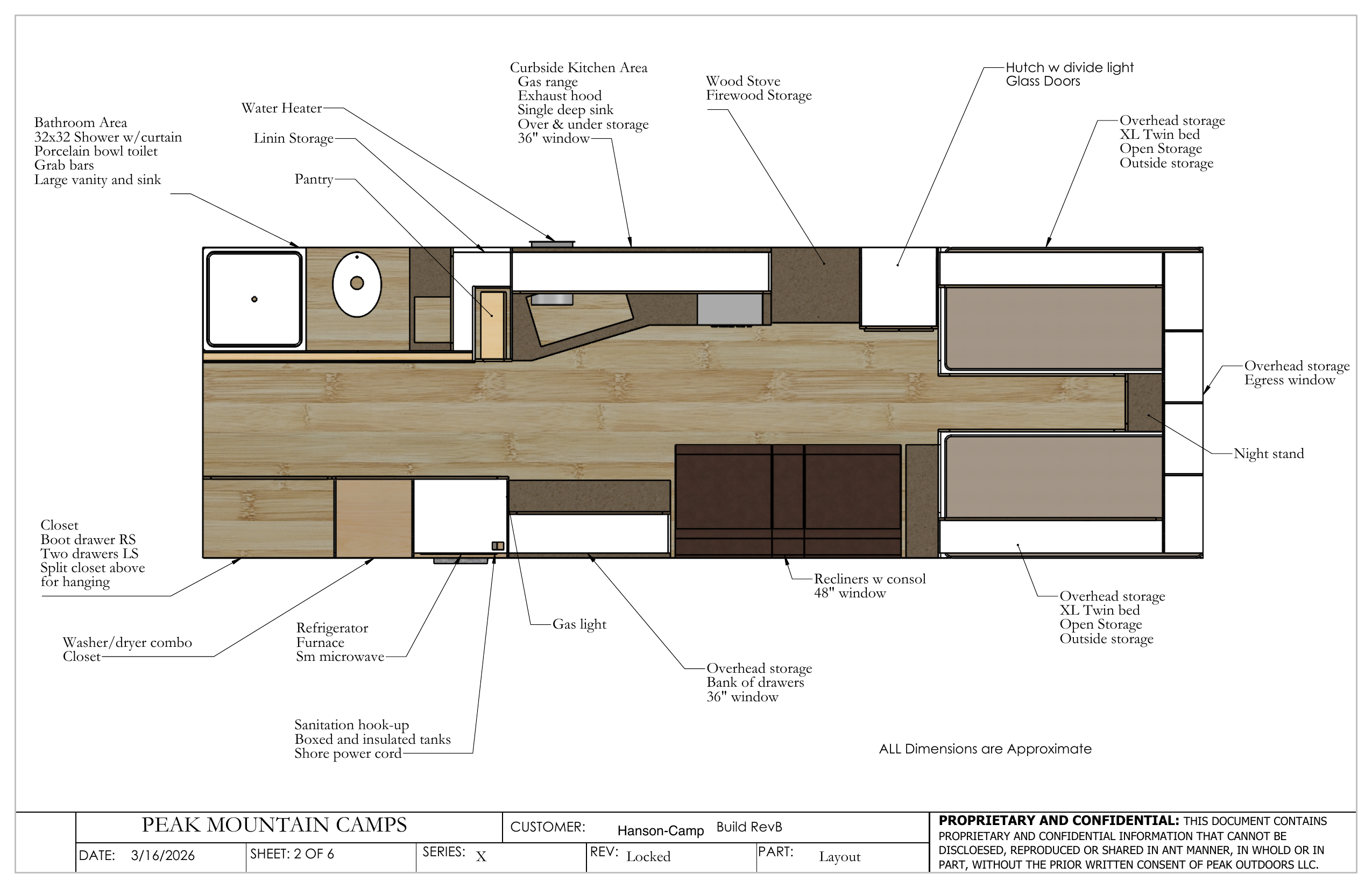 Labeled interior layout plan for Hanson Camp #126.