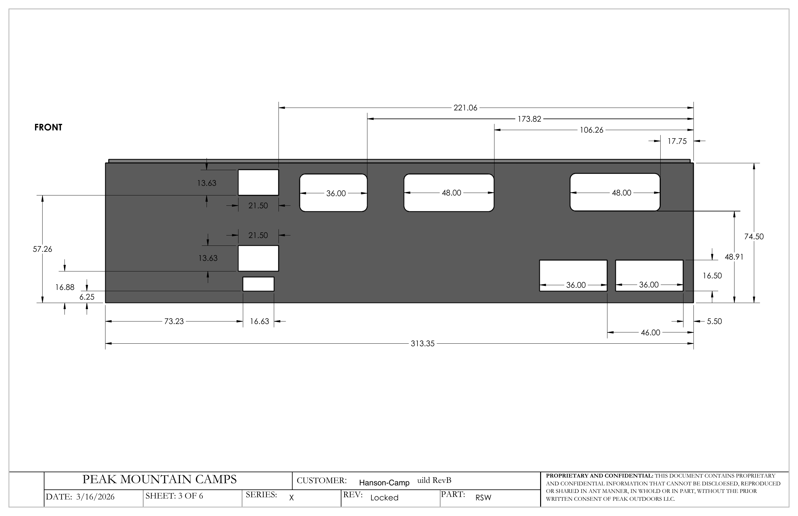 Roadside wall opening plan for Hanson Camp #126.