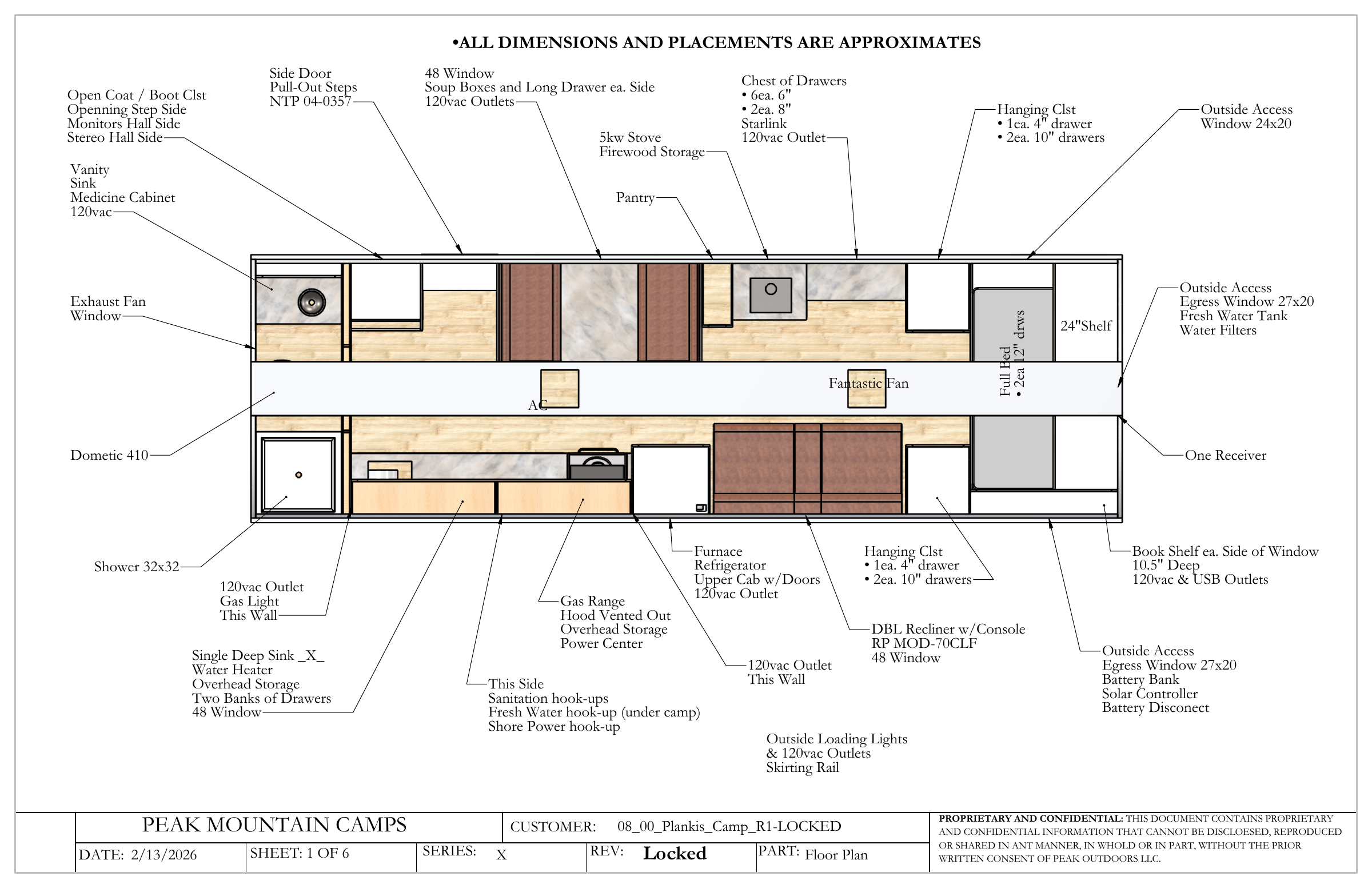Plankis Camp #124 annotated floor plan, drawing page 1 of 6.