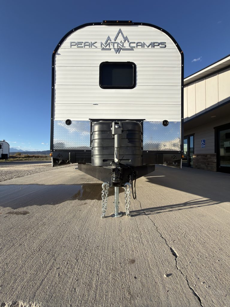 Full front exterior with the Peak logo, window, and towing assembly in Keulen Camp #132.