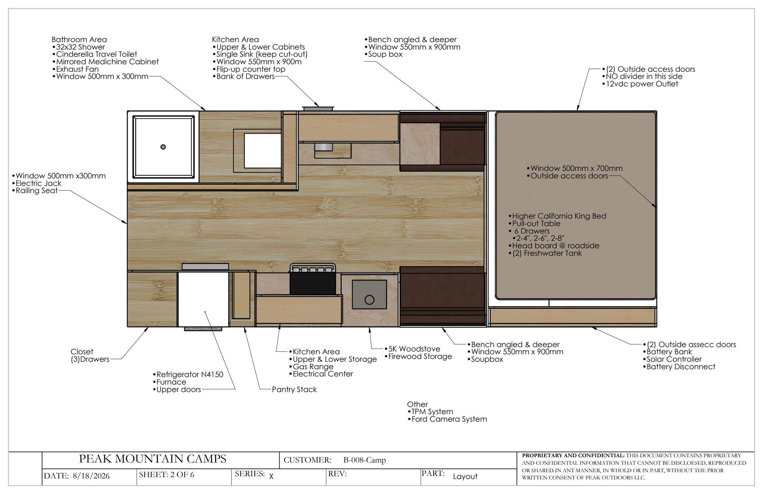 Annotated Interior Layout for Van Niewkoop Camp #136, page 2 of 6.