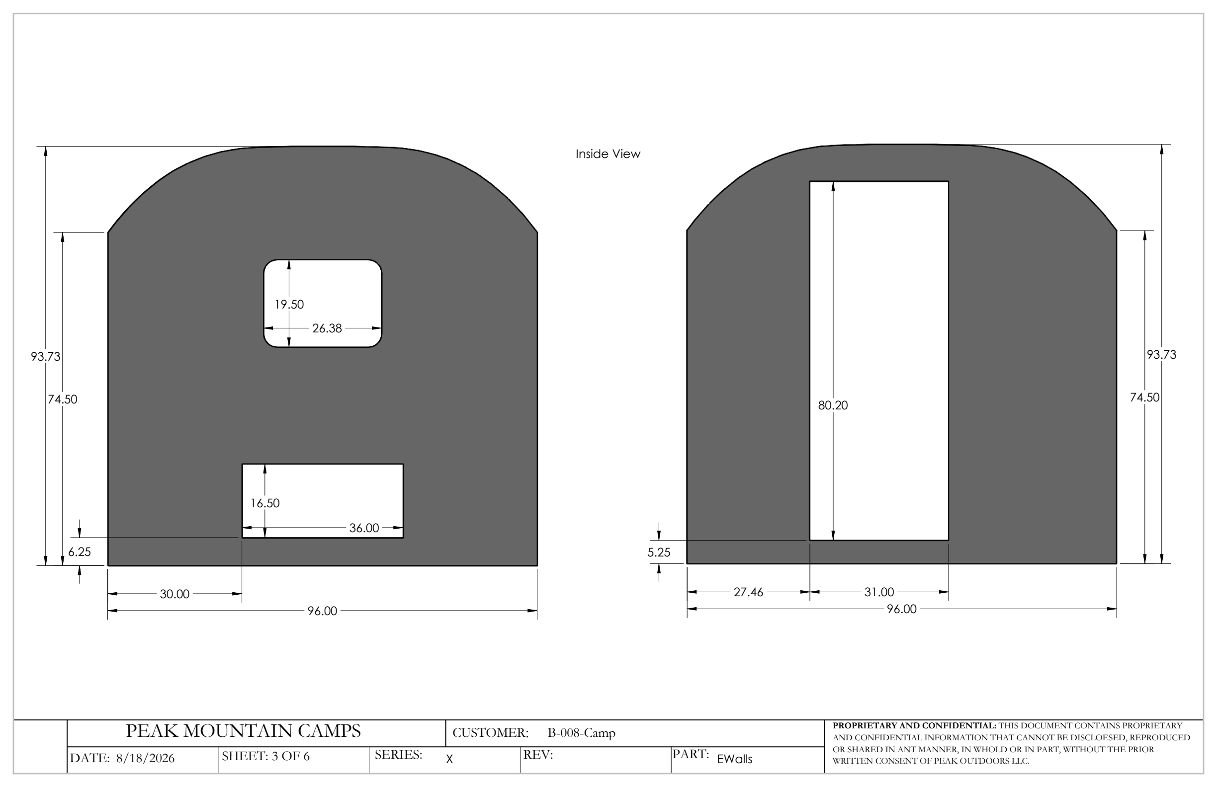 Front and Rear Wall Drawings for Van Niewkoop Camp #136, page 3 of 6.