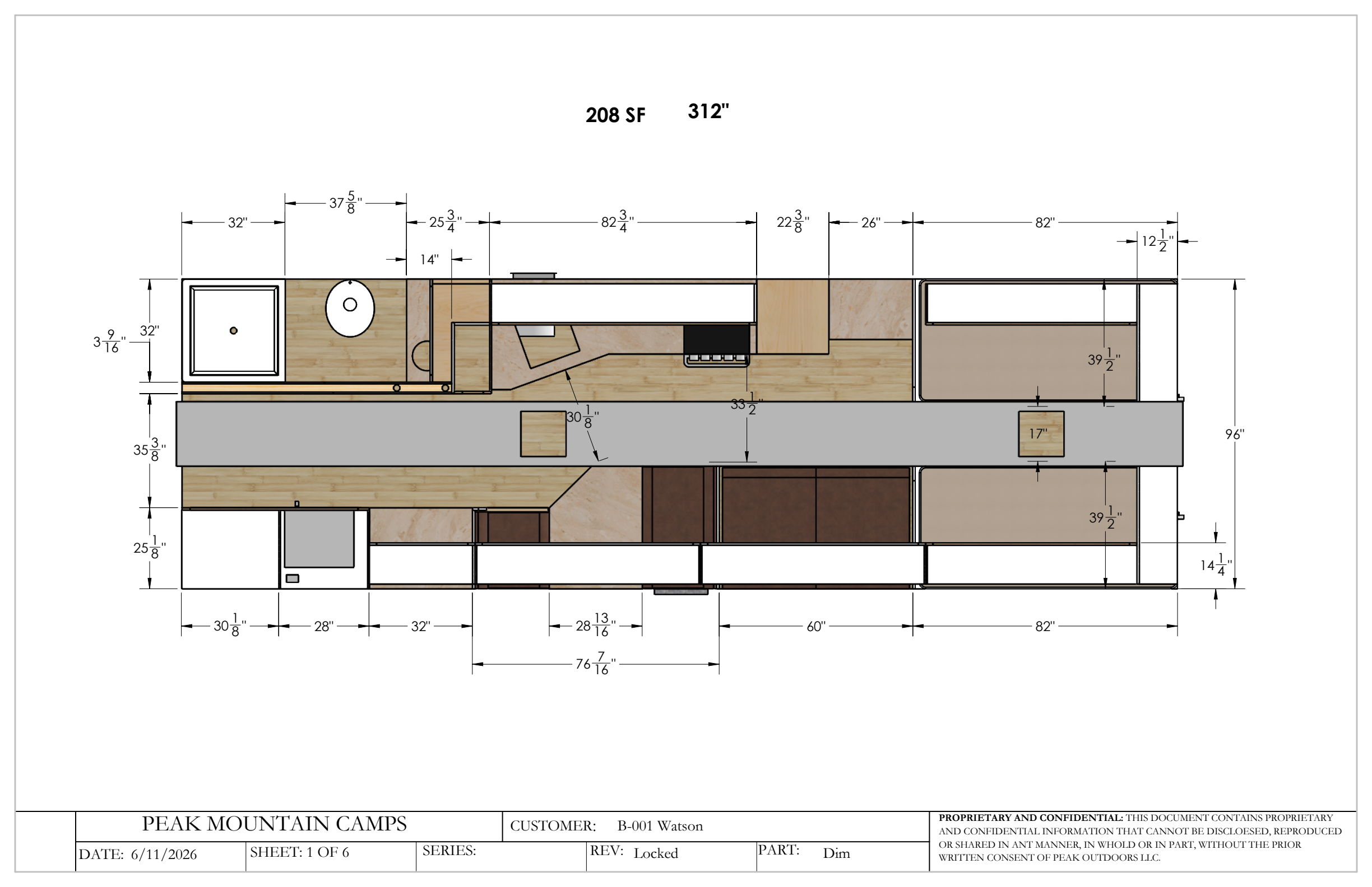 Dimensioned Floor Plan for Watson Camp #134, page 1 of 6.