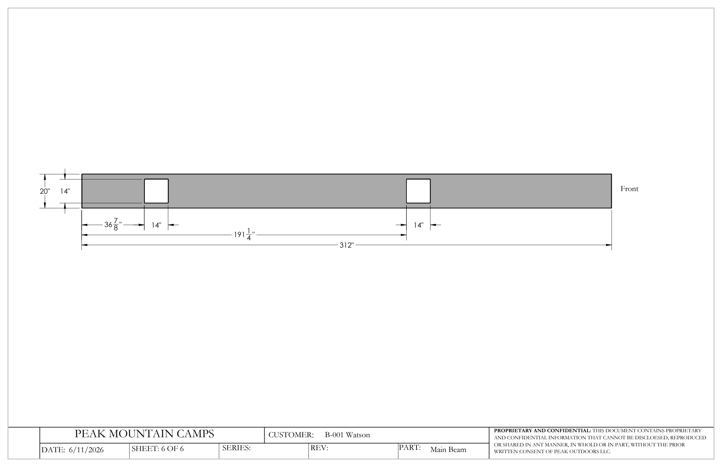 Main Beam Drawing for Watson Camp #134, page 6 of 6.